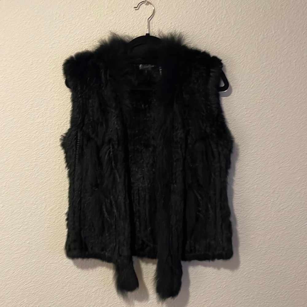 Love Token Black Fur Vest; Size M